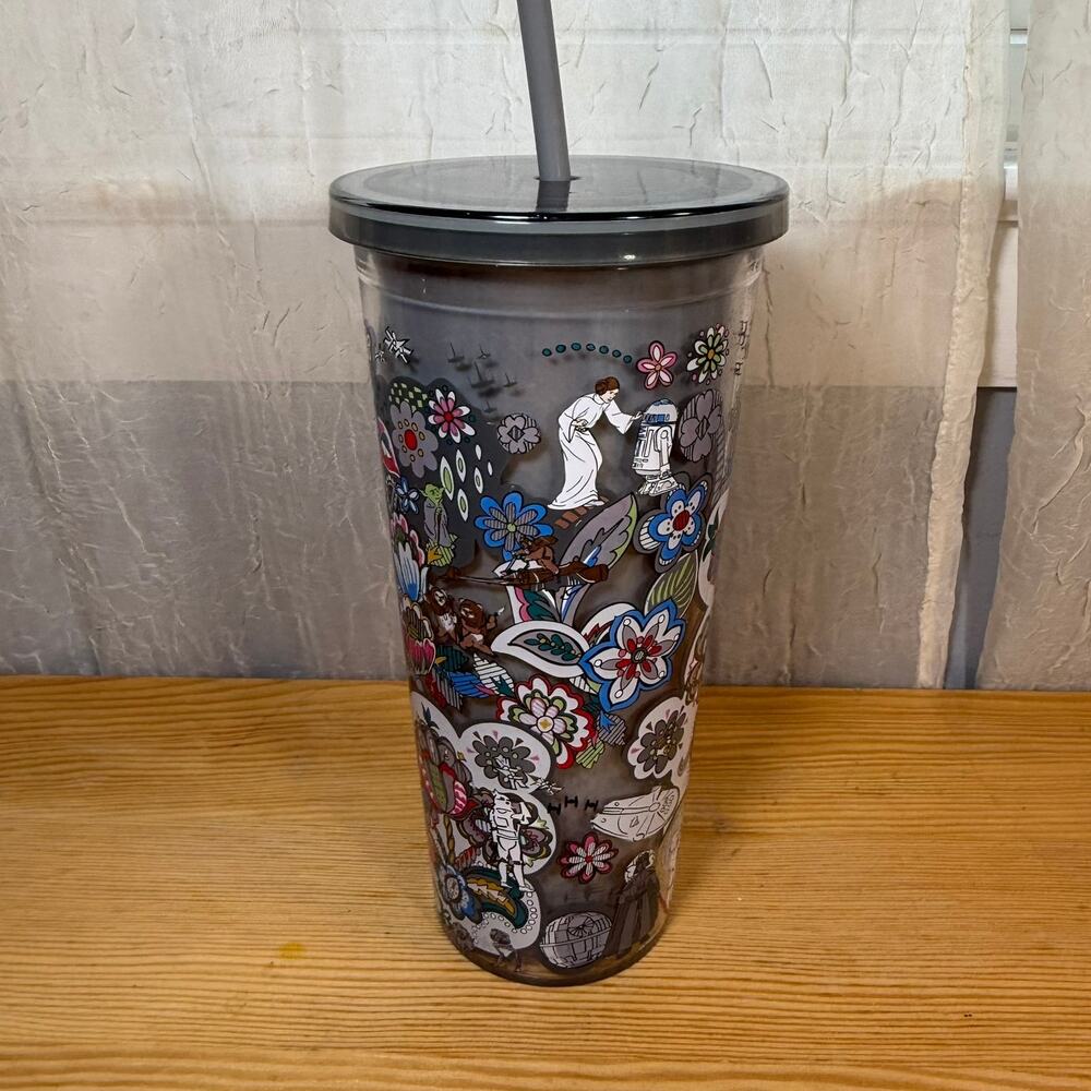 Disney Star Wars Tumbler Princess Leia Acrylic Cup w Straw BPA Free